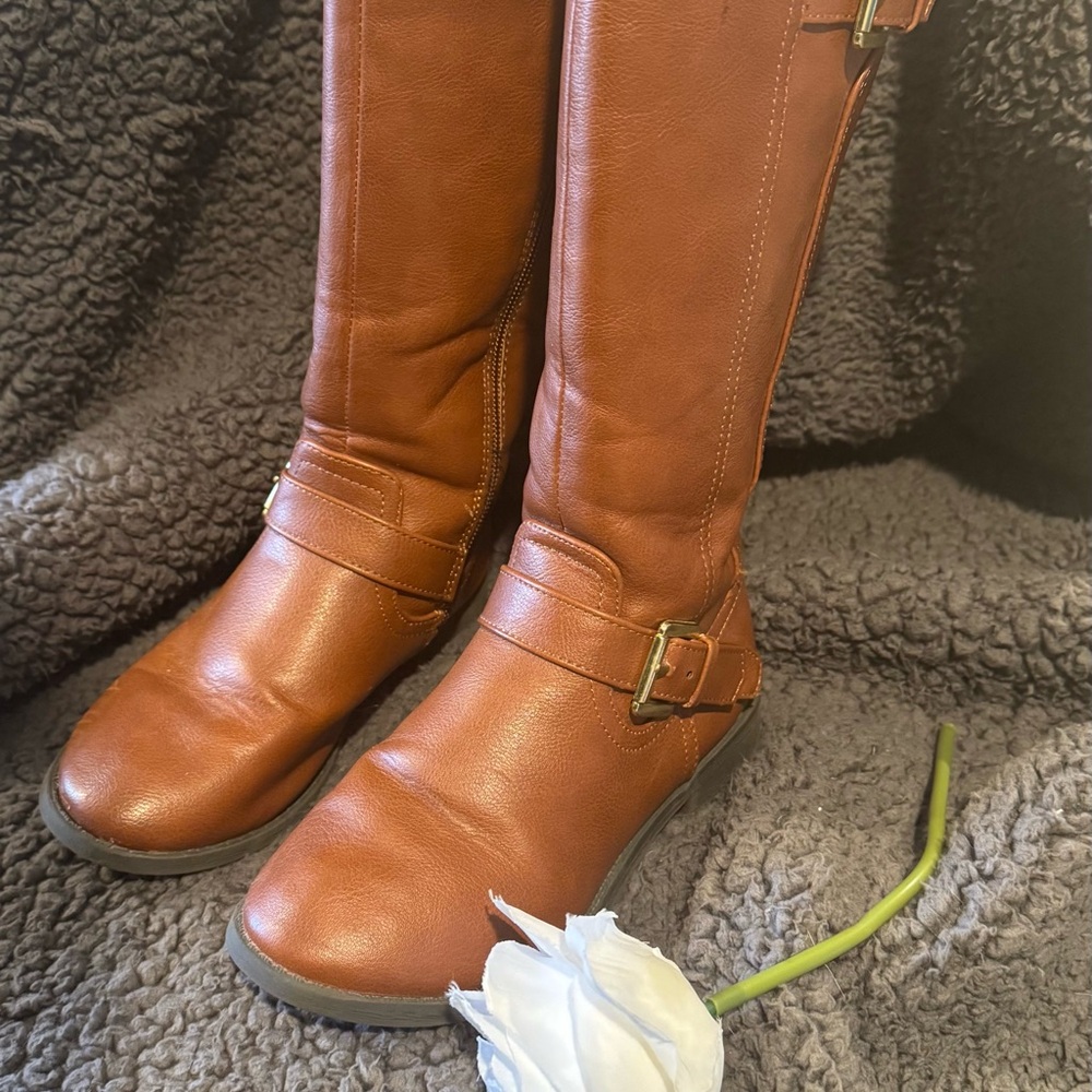 Brown Leather Tall Boots- Girls